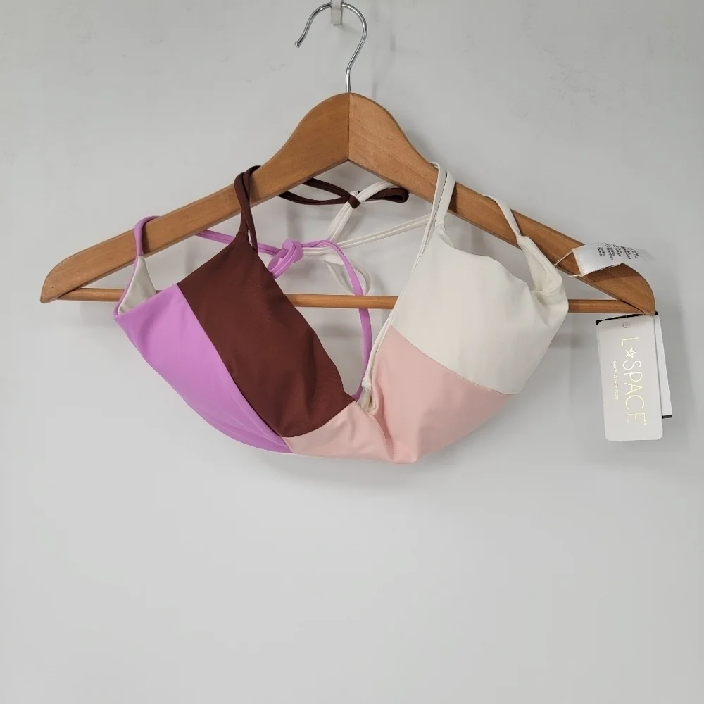 L*Space Sea Glass Top Women's XL New Neutral Minimal Nudes Bikini Top Minimalist